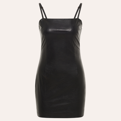 EHE Apparel Layla vegan leather mini Dress - Black