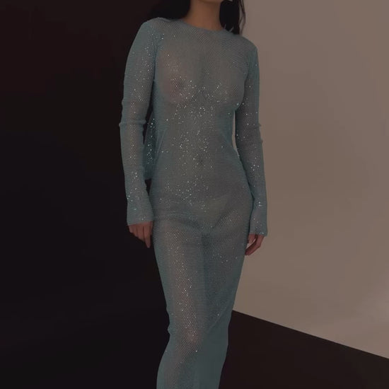 SANTA Sparkle Maxi Dress with Bow - Blue video