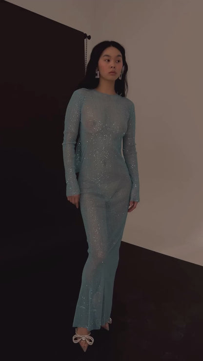 SANTA Sparkle Maxi Dress with Bow - Blue video